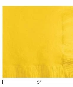 Creative Converting Solid Color Tableware School Bus Yellow Beverage Napkin 2Ply, 200 Ct