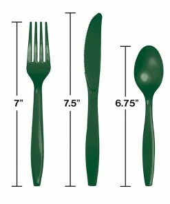 Creative Converting Solid Color Tableware Hunter Green Assorted Plastic Cutlery, 24 Ct