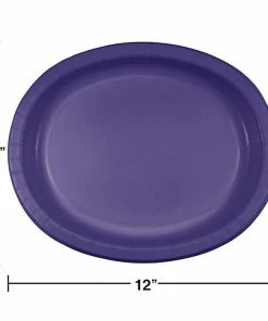 Creative Converting Purple Oval Platter 10" X 12", 8 Ct Solid Color Tableware