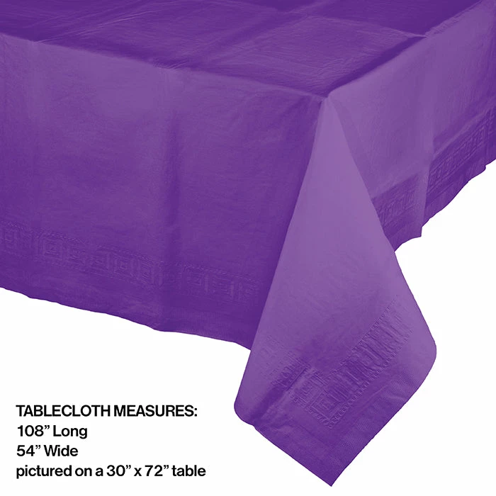 Creative Converting Solid Color Tableware Amethyst Tablecover 54"X 108" Polylined Tissue