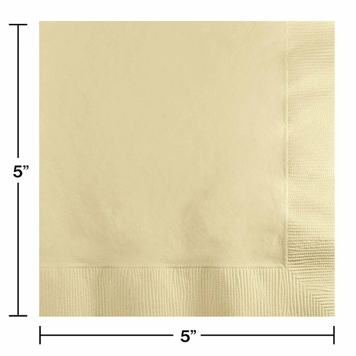 Creative Converting Ivory Beverage Napkin, 3 Ply, 50 Ct