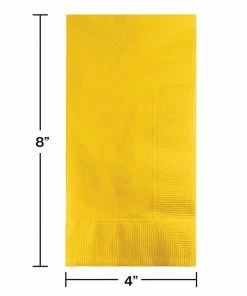 Creative Converting Solid Color Tableware School Bus Yellow Dinner Napkins 2Ply 1/8Fld, 50 Ct