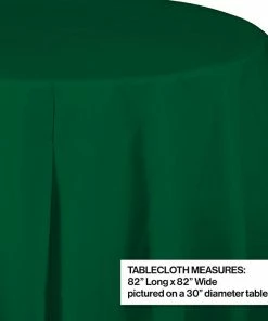 Creative Converting Solid Color Tableware Hunter Green Tablecover, Octy Round 82" Plastic