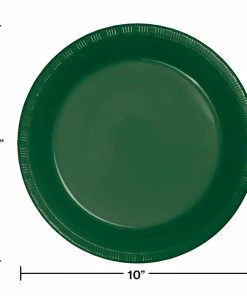 Creative Converting Solid Color Tableware Hunter Green Plastic Banquet Plates, 20 Ct