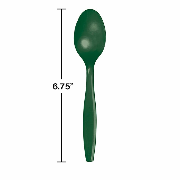 Creative Converting Solid Color Tableware Hunter Green Plastic Spoons, 24 Ct