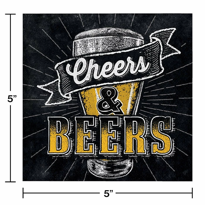 Creative Converting Adult Birthday Party Themes Cheers And Beers Beverage Napkins, 16 Ct