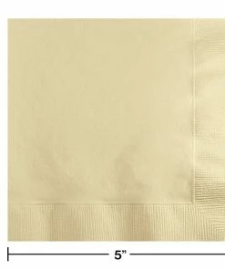 Creative Converting Solid Color Tableware Ivory Beverage Napkin 2Ply, 50 Ct