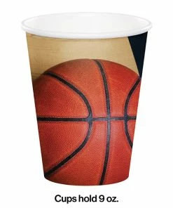 Creative Converting Basketball Party Decorations Sports Fanatic Basketball Hot/Cold Paper Paper Cups 9 Oz., 8 Ct