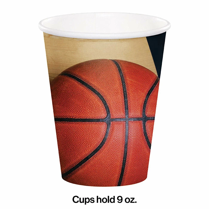 Creative Converting Basketball Party Decorations Sports Fanatic Basketball Hot/Cold Paper Paper Cups 9 Oz., 8 Ct