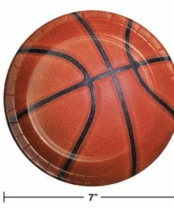 Creative Converting Basketball Dessert Plates, 8 Ct Basketball Party Decorations