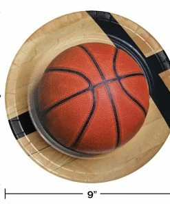 Creative Converting Basketball Paper Plates, 8 Ct Basketball Party Decorations