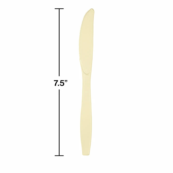 Creative Converting Solid Color Tableware Ivory Plastic Knives, 50 Ct