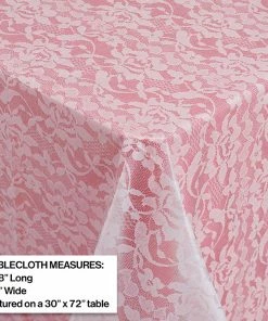 Creative Converting All Over Print Plastic Tablecover Lace Look, W
