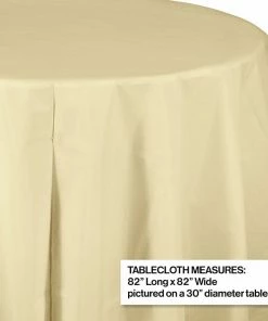 Creative Converting Ivory Tablecover, Octy Round 82" Plastic Solid Color Tableware