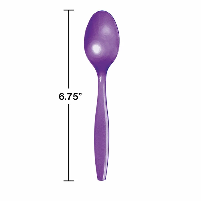 Creative Converting Solid Color Tableware Amethyst Purple Plastic Spoons, 24 Ct