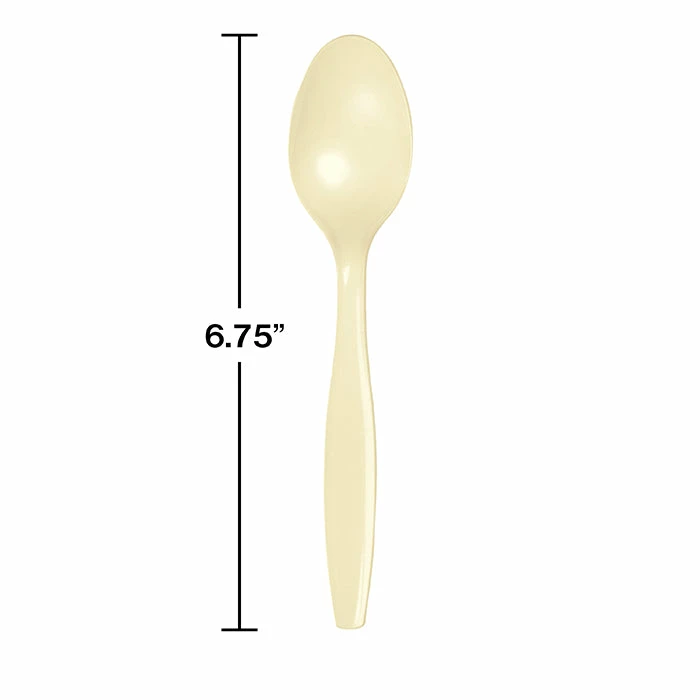 Creative Converting Solid Color Tableware Ivory Plastic Spoons, 24 Ct