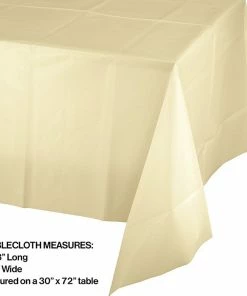 Creative Converting Solid Color Tableware Ivory Tablecover Plastic 54" X 108"
