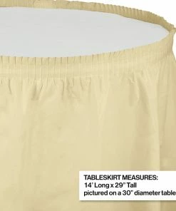 Creative Converting Solid Color Tableware Ivory Plastic Tableskirt, 14' X 29"