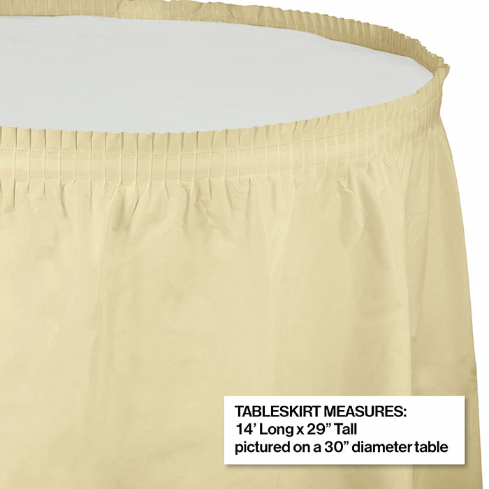 Creative Converting Solid Color Tableware Ivory Plastic Tableskirt, 14' X 29"