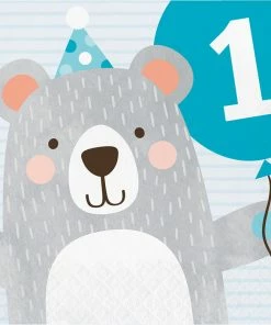 Creative Converting Bear Party 1st Birthday Napkins, 16 Ct