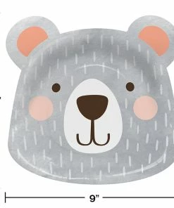 Creative Converting Birthday Bear Shaped Plate 9", 8 Ct