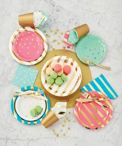 Creative Converting Toc Bermuda Blue Foil Beverage Napkin, 3Ply Foil Stamped, 16 Ct Solid Color Tableware