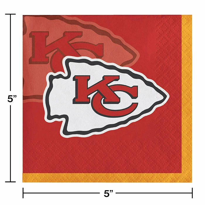 Creative Converting NFL And Football Party Supplies Kansas City Chiefs Beverage Napkins, 16 Ct