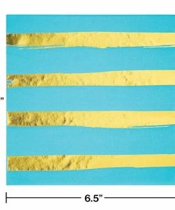 Creative Converting Toc Bermuda Blue Foil Luncheon Napkin 3Ply, Foil Stamp, 16 Ct