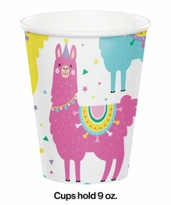 Creative Converting Kids Birthday Party Themes Llama Party Hot/Cold Paper Paper Cups 9 Oz., 8 Ct