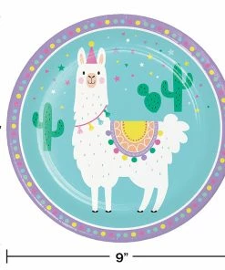 Creative Converting Kids Birthday Party Themes Llama Party Paper Plates, 8 Ct