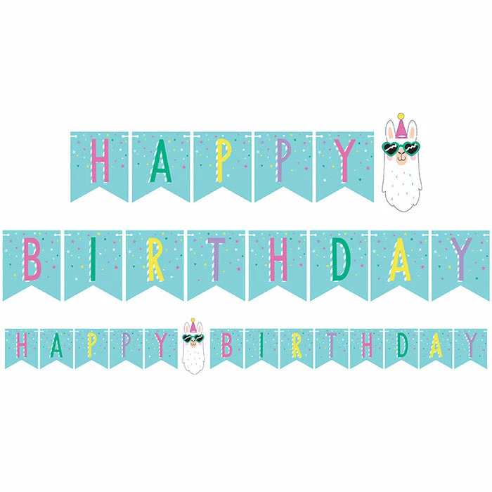Creative Converting Kids Birthday Party Themes Llama Party Shaped Banner With Twine, Happy Birthday