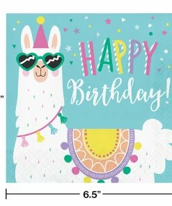 Creative Converting Kids Birthday Party Themes Llama Party Napkins, 16 Ct