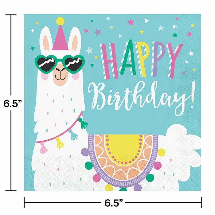 Creative Converting Kids Birthday Party Themes Llama Party Napkins, 16 Ct