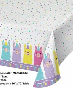 Creative Converting Kids Birthday Party Themes Llama Party Plastic Tablecover All Over Print, 54" X 102"