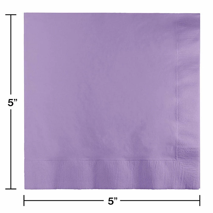 Creative Converting Luscious Lavender Beverage Napkin, 3 Ply, 50 Ct