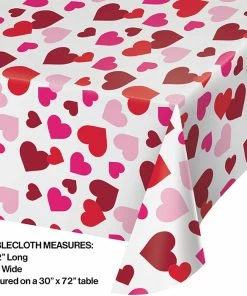 Creative Converting Valentine Plastic Tablecover, 54" X 102" All Over Print Valentine's Day Party Decorations