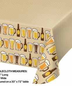 Creative Converting Cheers & Beers Plastic Tablecover All Over Print, 54" X 102"