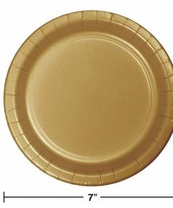 Creative Converting Solid Color Tableware Glittering Gold Dessert Plates, 8 Ct