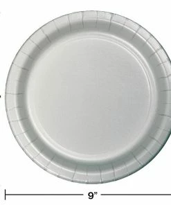 Creative Converting Solid Color Tableware Shimmering Silver Paper Plates, 8 Ct