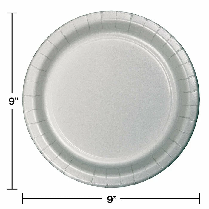Creative Converting Solid Color Tableware Shimmering Silver Paper Plates, 8 Ct