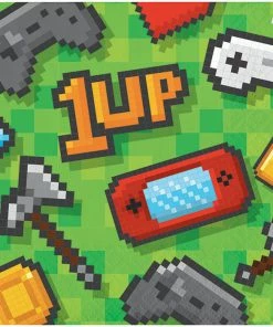 Creative Converting Video Game Party Beverage Napkins, 16 Ct Kids Birthday Party Themes