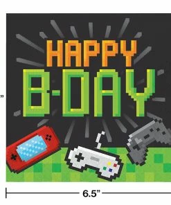 Creative Converting Kids Birthday Party Themes Video Game Party Birthday Napkins, 16 Ct