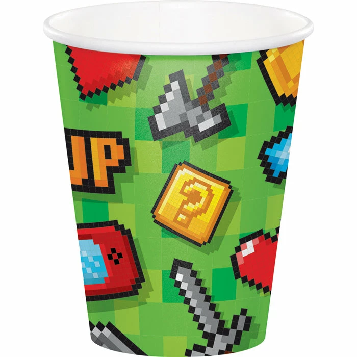 Creative Converting Kids Birthday Party Themes Gaming Party Hot/Cold Paper Cups 9 Oz., 8 Ct