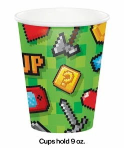 Creative Converting Kids Birthday Party Themes Gaming Party Hot/Cold Paper Cups 9 Oz., 8 Ct