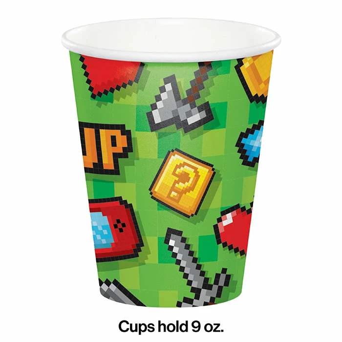 Creative Converting Kids Birthday Party Themes Gaming Party Hot/Cold Paper Cups 9 Oz., 8 Ct