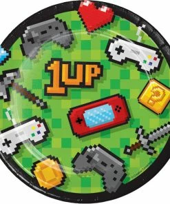 Creative Converting Kids Birthday Party Themes Video Game Party Dessert Plates, 8 Ct