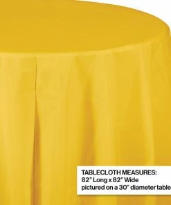 Creative Converting Solid Color Tableware School Bus Yellow Tablecover, Octy Round 82