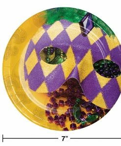Creative Converting Masks Of Mardi Gras Dessert Plates, 8 Ct