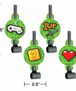 Creative Converting Gaming Party Blowouts W/ Med, 8 Ct Kids Birthday Party Themes