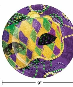 Creative Converting Mardi Gras Party Decorations Masks Of Mardi Gras Paper Plates, 8 Ct